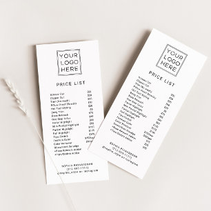 Carte Publicitaire Professional Custom Logo   Price List Services