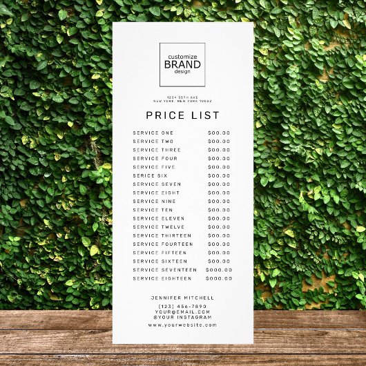 Carte Publicitaire Professional Custom Logo Simple Price Service List