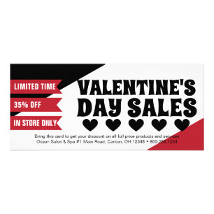Carte Publicitaire Promo rouge de ventes de Saint-Valentin