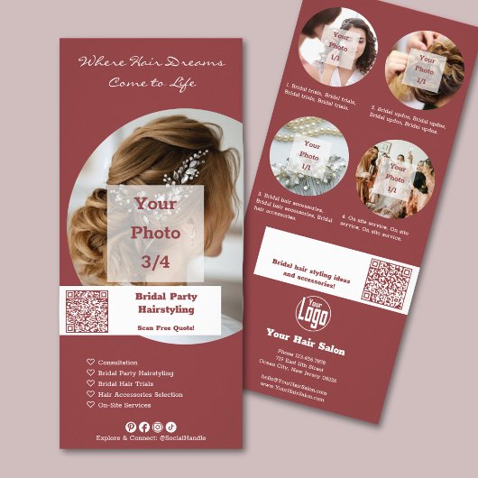 Carte Publicitaire Promotion Salon de coiffure Coiffure de mariage po
