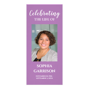 Carte Publicitaire Purple Photo Celebration of Life Memorial Program