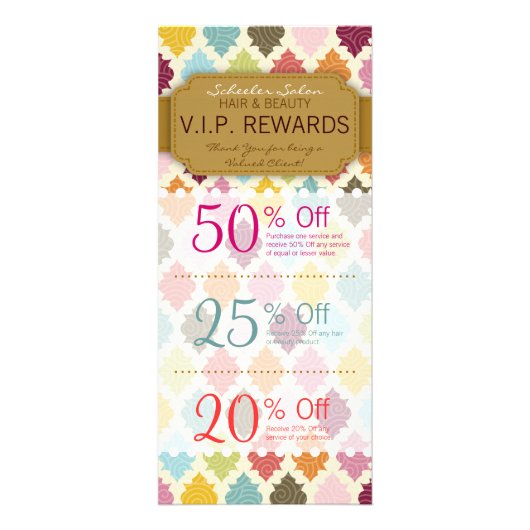 Carte Publicitaire Quatrefoil coloré sur mesure Coupons Salon Spécial (Devant)