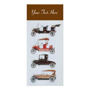 Carte Publicitaire RETRO CARS 2- réparation automobile brun