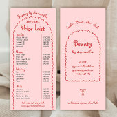 Carte Publicitaire Retro Girly Rouge rose manuscrit Salon Prix