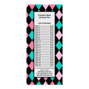 Carte Publicitaire Rhombes Arc-en-ciel Pastel Noir Rose Bleu Arlequin