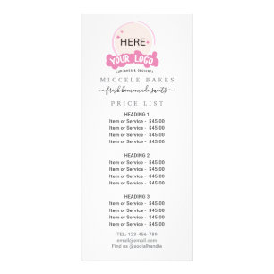 Carte Publicitaire Rose Ajouter votre logo Boulangerie Service Prix