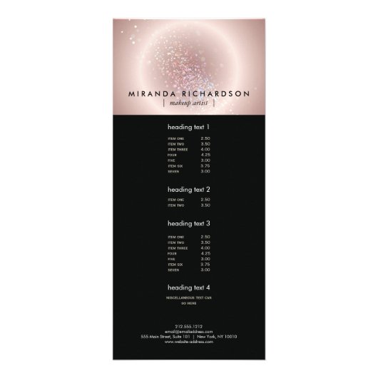 Carte Publicitaire Rose céleste Confetti (Devant)