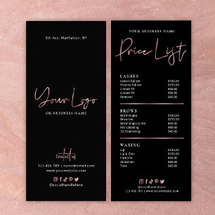 Carte Publicitaire Rose Gold Black Beauty Prix Liste De Services