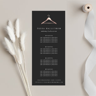 Carte Publicitaire Rose Gold Hanger Tarification ou services
