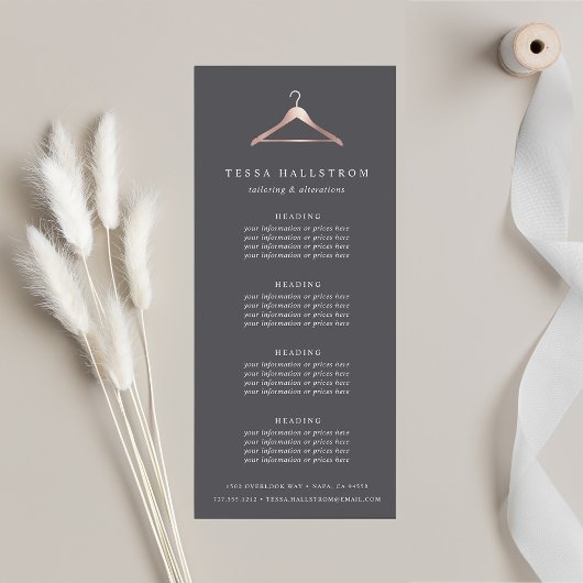 Carte Publicitaire Rose Gold Hanger | Tarification ou services