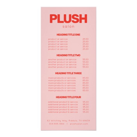 Carte Publicitaire Rose gras et rouge moderne Salon de coiffure perso (Devant)