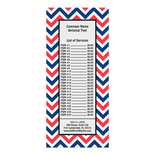 Carte Publicitaire Rouge Bleu Blanc Zig Zag Lignes Baseball Géométriq (Devant)