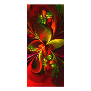 Carte Publicitaire Rouge vert moderne Floral Abstrait Art Motif #05