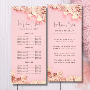 Carte Publicitaire Salon de beauté élégant Makeup Hair Leaf or rose