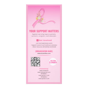 Carte Publicitaire Sensibilisation au cancer du sein Code QR du ruban