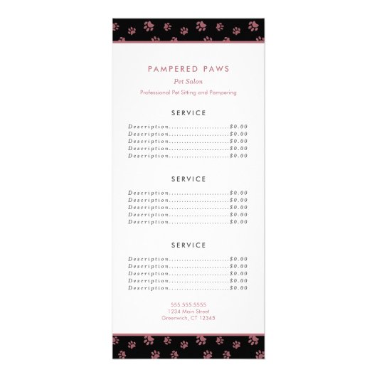 Carte Publicitaire Service de salon pour animaux à empreintes de patt (Devant)