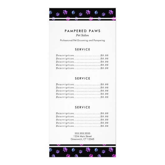 Carte Publicitaire Service de salon pour animaux de compagnie profess (Devant)