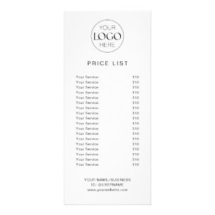 Carte Publicitaire Service du logo de l'entreprise Tarifs Chic Blanc