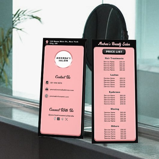 Carte Publicitaire Services de logo de salon rose moderne blush profe