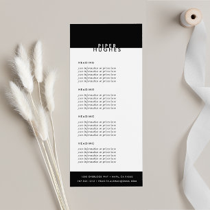 Carte Publicitaire Services ou tarifs Black & White modernes