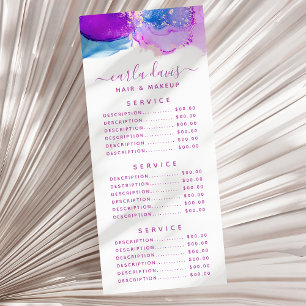 Carte Publicitaire Signature Script Purple Blue Alcool Encre