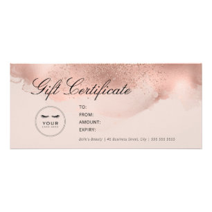 Carte Publicitaire Simple Elegant Blush & Rose Gold Certificat cadeau