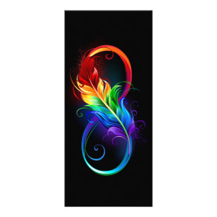 Carte Publicitaire Symbole d'infini avec plume arc-en-ciel