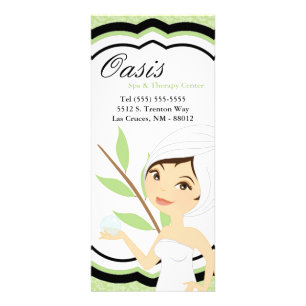 Carte Publicitaire Tarif 4"x9" Green Damask Spa Massage