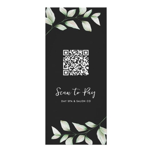 Carte Publicitaire Tarif botanique simple avec code QR noir (Dos)