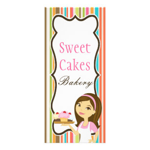 Carte Publicitaire Tarif de 4"x9" Boulangerie Brunette Baker Cup Cake