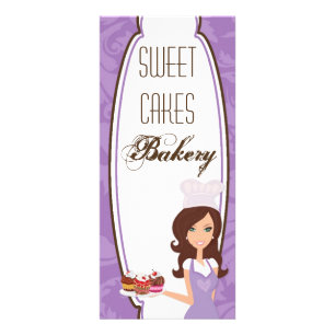 Carte Publicitaire Tarif de 4"x9" Brunette Baker Purple Cup Cakes