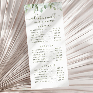 Carte Publicitaire Tarif de service floral de verdure aquarelle rusti