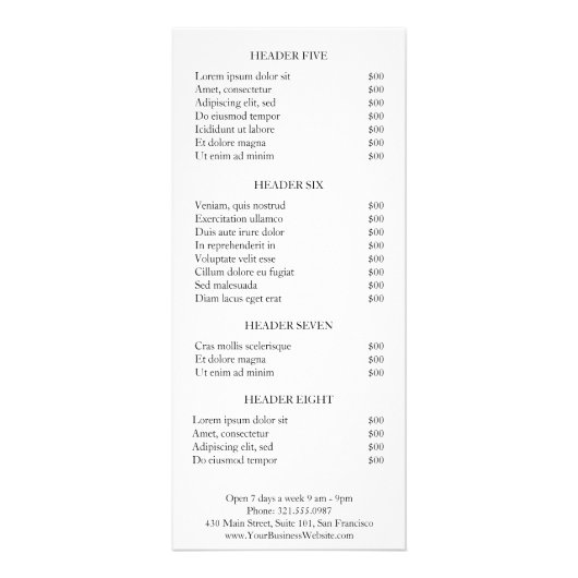 Carte Publicitaire Tarif minimum simple et élégant moderne (Dos)