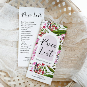 Carte Publicitaire Tarif simple Spa floral et Salon