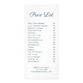 Carte Publicitaire Tarif simple Spa floral et Salon (Dos)