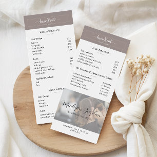 Carte Publicitaire Tarification simple salon de coiffure beige boho a