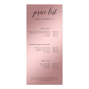 Carte Publicitaire Tarifs modernes, rosegold (Imitat)