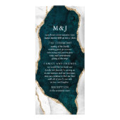 Carte Publicitaire Teal, Marble & White Gold Agate Wedding Program (Devant)