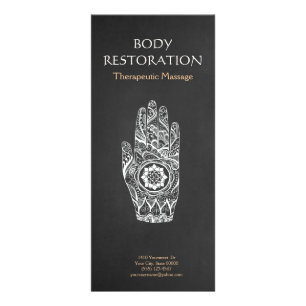 Carte Publicitaire Thérapeute de massage Henné Lotus Tatouage main 4