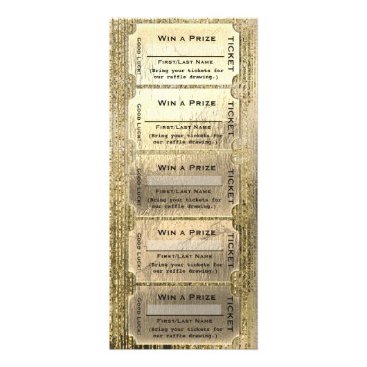 Carte Publicitaire Tickets Gold Glam Raffle (Devant)
