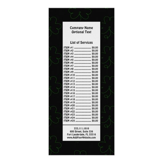 Carte Publicitaire Trèfle vert Saint Patrick Chance Charms (Devant)