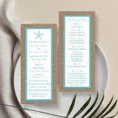 Carte Publicitaire Turquoise Starfish Burlap Beach Wedding Program