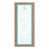 Carte Publicitaire Turquoise Starfish Burlap Beach Wedding Program (Devant)