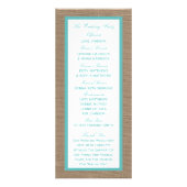 Carte Publicitaire Turquoise Starfish Burlap Beach Wedding Program (Dos)