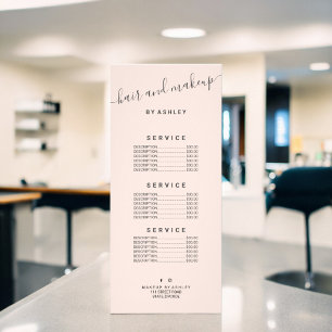 Carte Publicitaire typographie élégante maquillage de cheveux rose ro