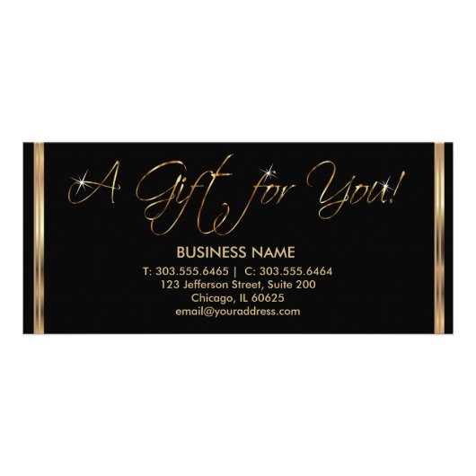 Carte Publicitaire Un certificat cadeau - Noir et Or (Devant)