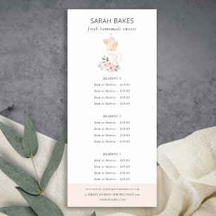 Carte Publicitaire Ustensiles de chasse Floral Whisk Bakery Prix de s