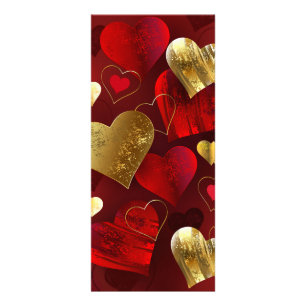 Carte Publicitaire Valentines dorées et rouges