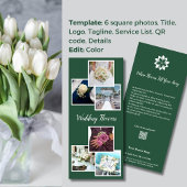 Carte Publicitaire Vert & Blanc Élégance 💐 Fleurs de Mariage Fleuris