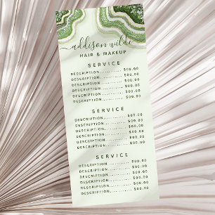 Carte Publicitaire Vert émeraude paillettes agate géode Luxe Chic